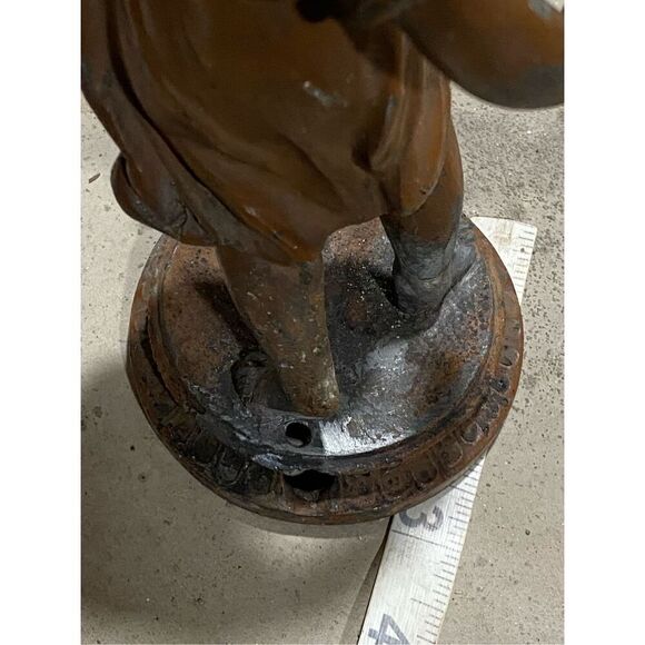 Antique Boy Statue Lamp Chandelier Part Copper - Picture 10 of 10